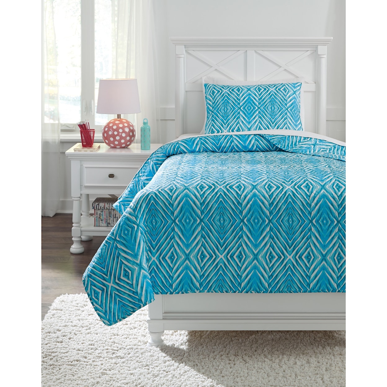 Ashley Furniture Signature Design Bedding Sets Twin Jolana Turquoise Quilt Set