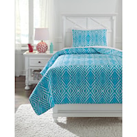 Twin Jolana Turquoise Quilt Set