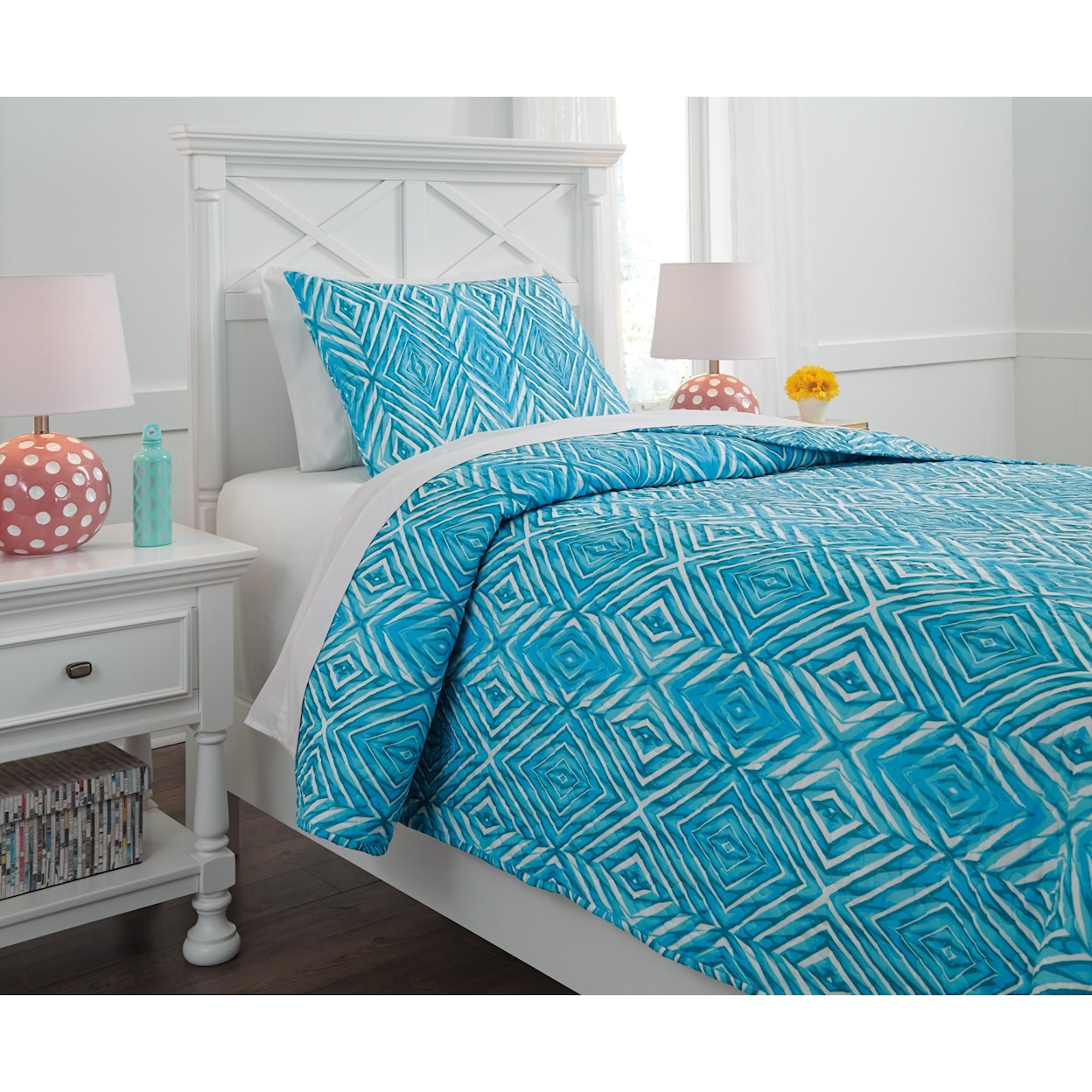 Ashley Furniture Signature Design Bedding Sets Twin Jolana Turquoise Quilt Set