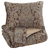 Ashley Furniture Signature Design Bedding Sets King Asali Chocolate/Blue Comforter Set