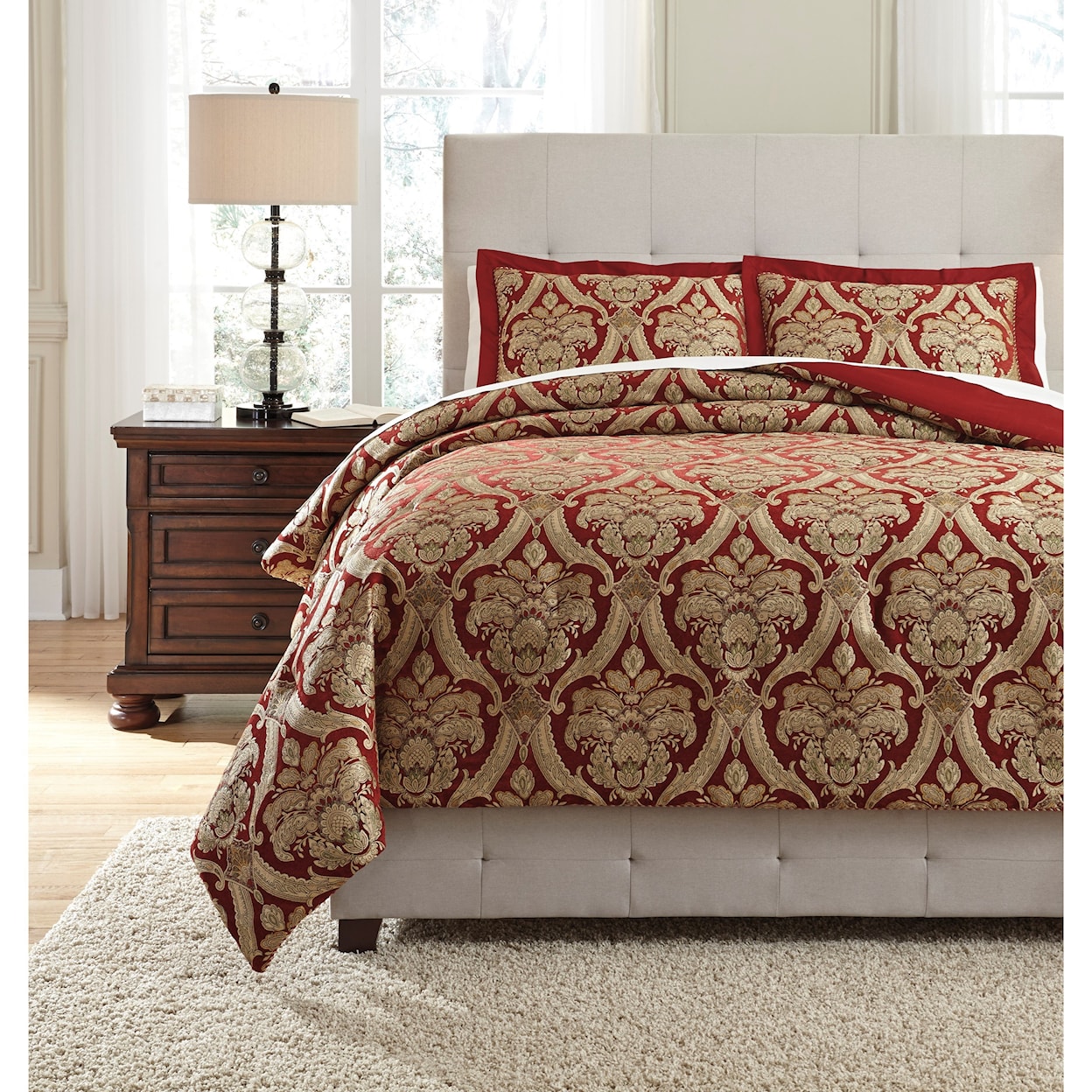 Signature Design by Ashley Bedding Sets Queen Asasia Scarlet Comforter Set