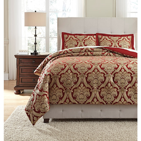 Queen Asasia Scarlet Comforter Set