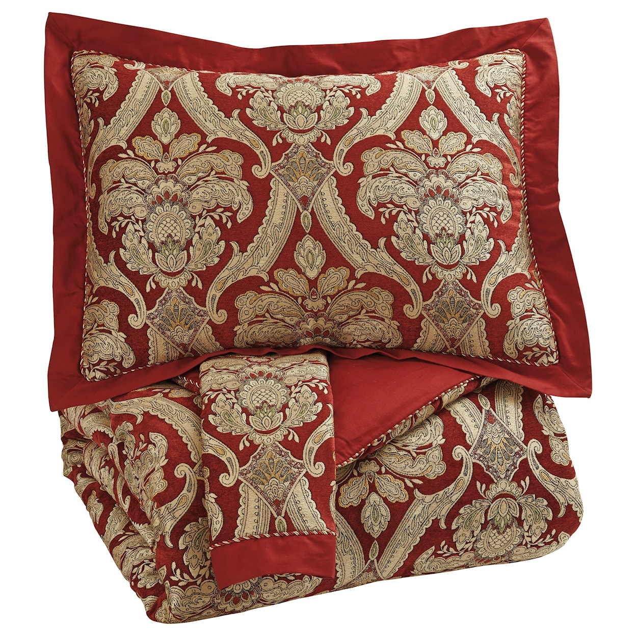 Signature Design by Ashley Bedding Sets Queen Asasia Scarlet Comforter Set