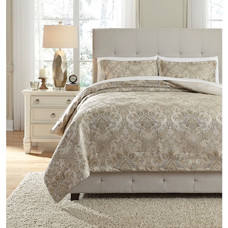 King Amil Ivory/Gold Comforter Set