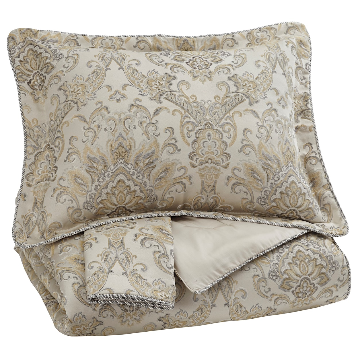 Ashley Furniture Signature Design Bedding Sets King Amil Ivory/Gold Comforter Set