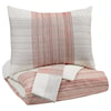 Ashley Furniture Signature Design Bedding Sets Queen Jenae Red/Gray Duvet Cover Set