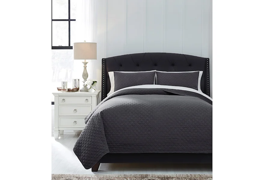 Bedding Sets King Ryter Charcoal Coverlet Set by Ashley Signature Design at Rooms and Rest