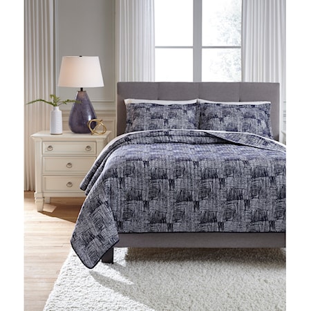 Quuen Jabesh Navy Quilt Set