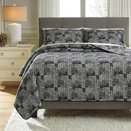 Queen Jabesh Black Quilt Set