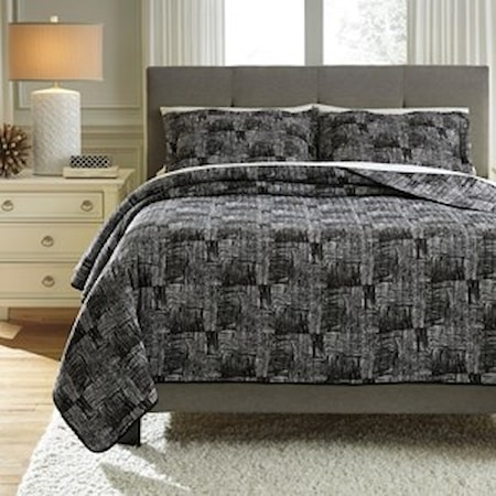 Queen Jabesh Black Quilt Set