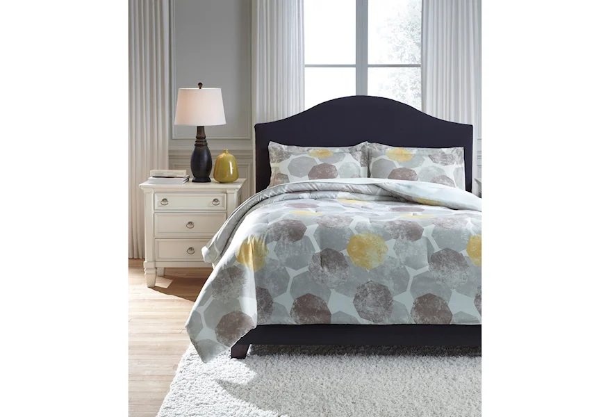 Bedding Sets Queen Gastonia Gray/Yellow Comforter Set by Signature Design by Ashley Furniture at Sam's Appliance & Furniture