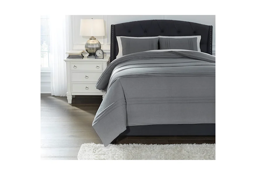 Bedding Sets Queen Mattias Slate Blue Comforter Set by Signature Design by Ashley at VanDrie Home Furnishings