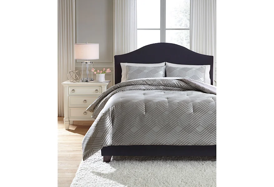 Bedding Sets Queen Anjelita Pewter Comforter Set by Ashley Furniture Signature Design at Del Sol Furniture