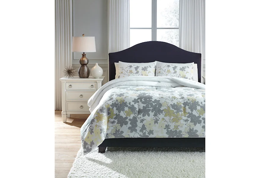 Bedding Sets King Maureen Gray/Yellow Comforter Set by Signature Design by Ashley at Dream Home Interiors