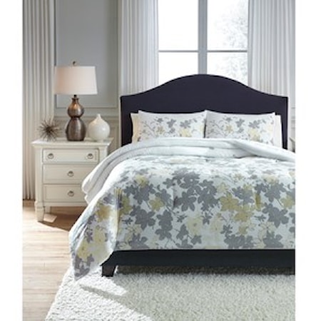 King Maureen Gray/Yellow Comforter Set