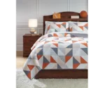 Signature Design by Ashley Bedding Sets Full Layne Gray/Orange Coverlet Set