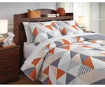 Signature Design by Ashley Bedding Sets Full Layne Gray/Orange Coverlet Set