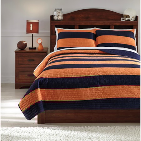 Full Nixon Navy/Orange Coverlet Set