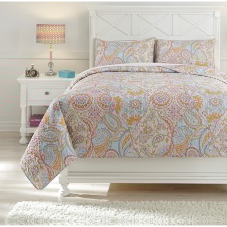 Full Jessamine Pink/Orange Coverlet Set