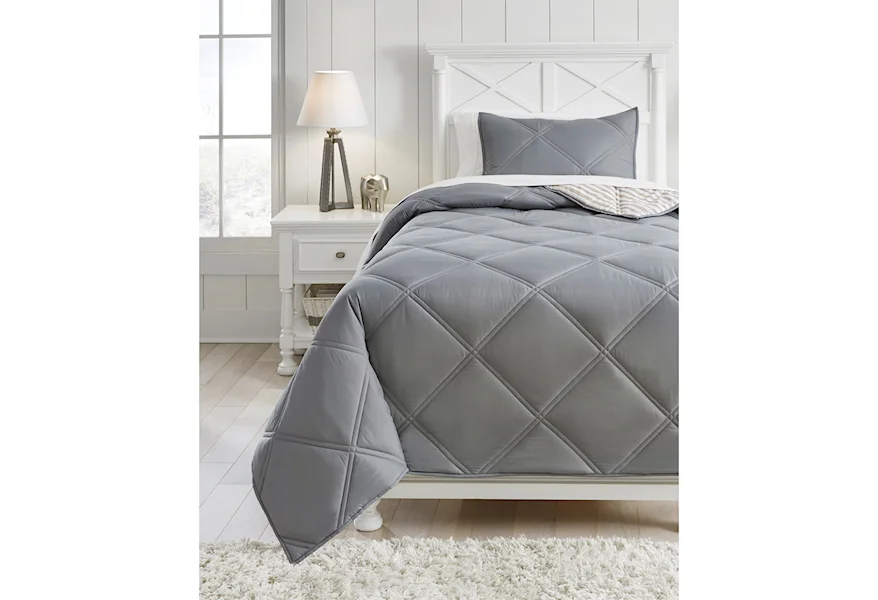 Bedding Sets Twin Rhey Tan/Brown/Gray Comforter Set by Signature Design by Ashley at Schewels Home