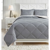 Full Rhey Tan/Brown/Gray Reversible Comforter Set
