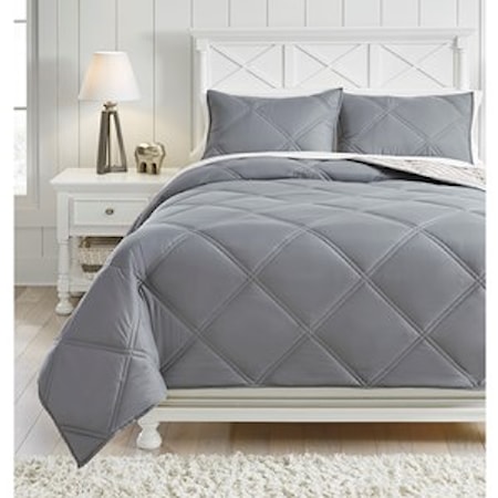 Full Rhey Tan/Brown/Gray Comforter Set