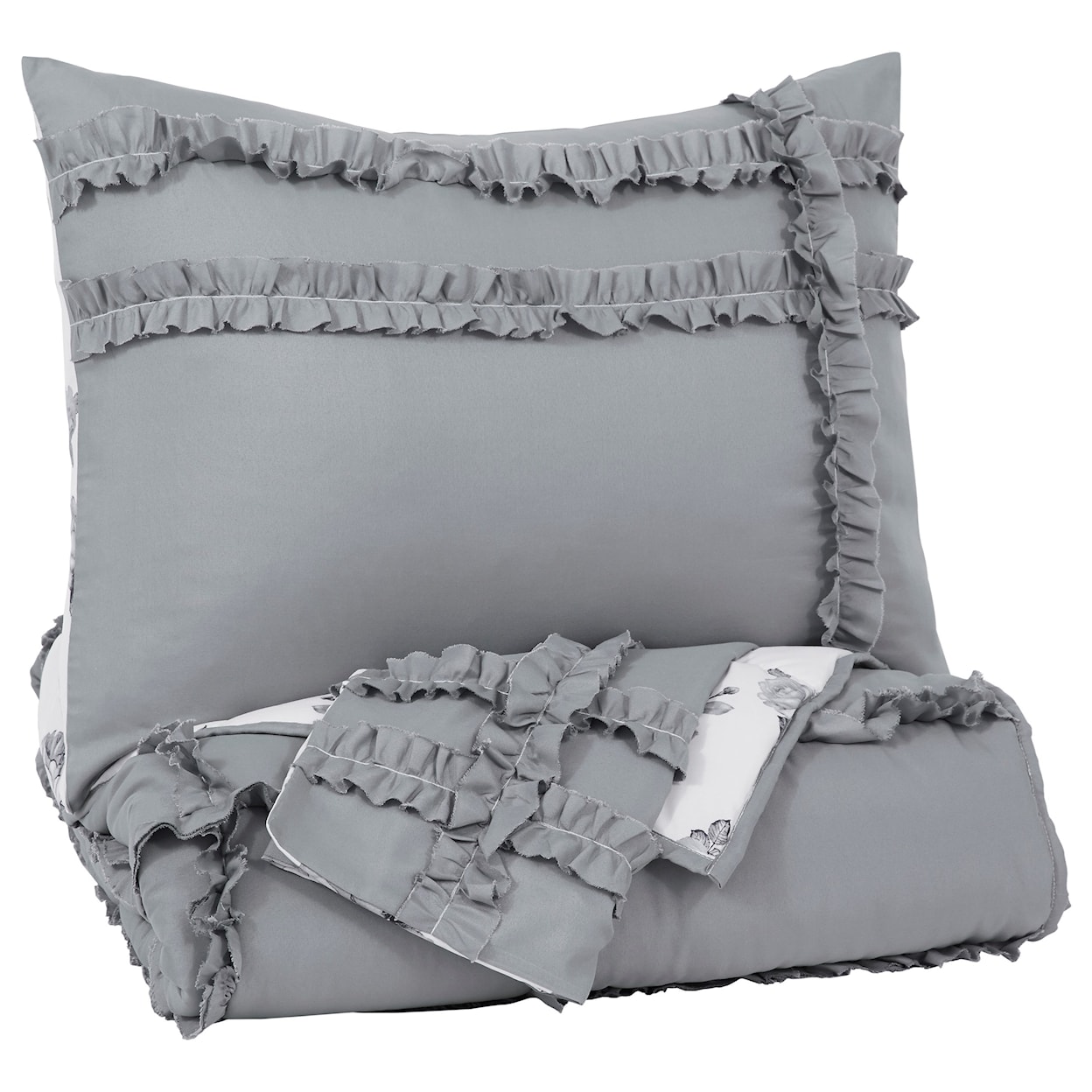 Signature Design by Ashley Bedding Sets Twin Meghdad Gray/White Comforter Set