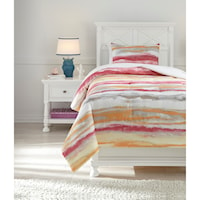 Twin Tammy Pink/Orange Comforter Set