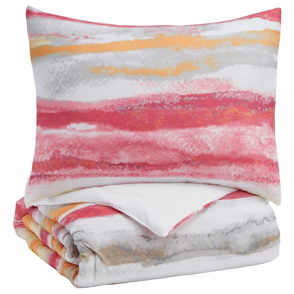 Ashley Furniture Signature Design Bedding Sets Twin Tammy Pink/Orange Comforter Set