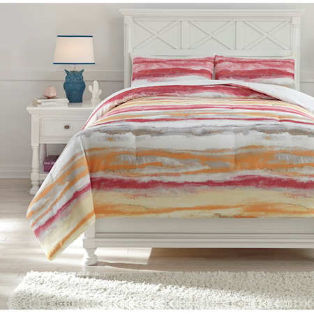 Full Tammy Pink/Orange Comforter Set