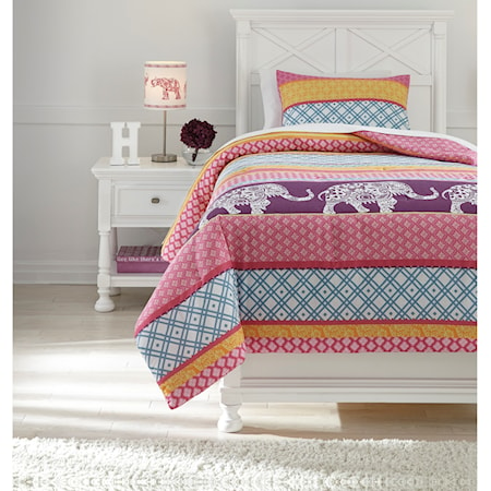 Twin Meghana Pink/Orange Comforter Set