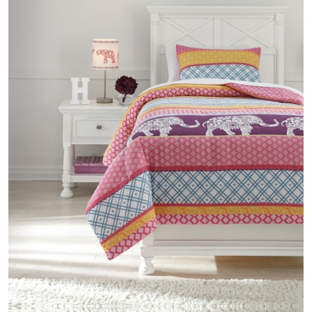 Twin Meghana Pink/Orange Comforter Set