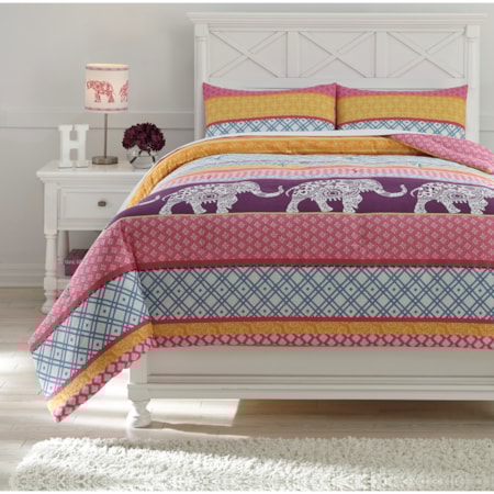 Full Meghana Pink/Orange Comforter Set