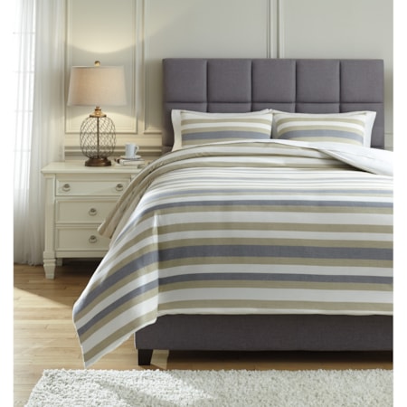 Queen Isaiah Gray/Tan Comforter Set