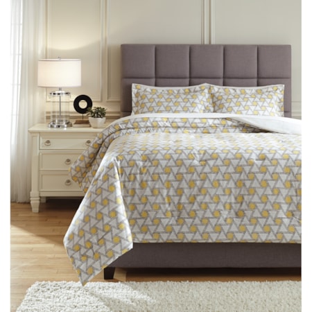 Queen Clio Yellow/Black Comforter Set