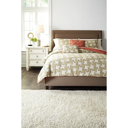 Queen Ryla Beige Top of Bed Set