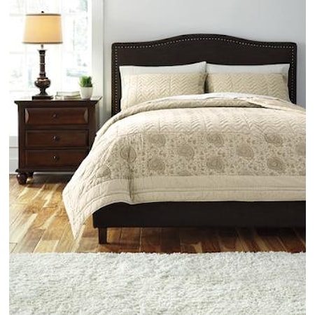 Queen Paisley Natural Comforter Set