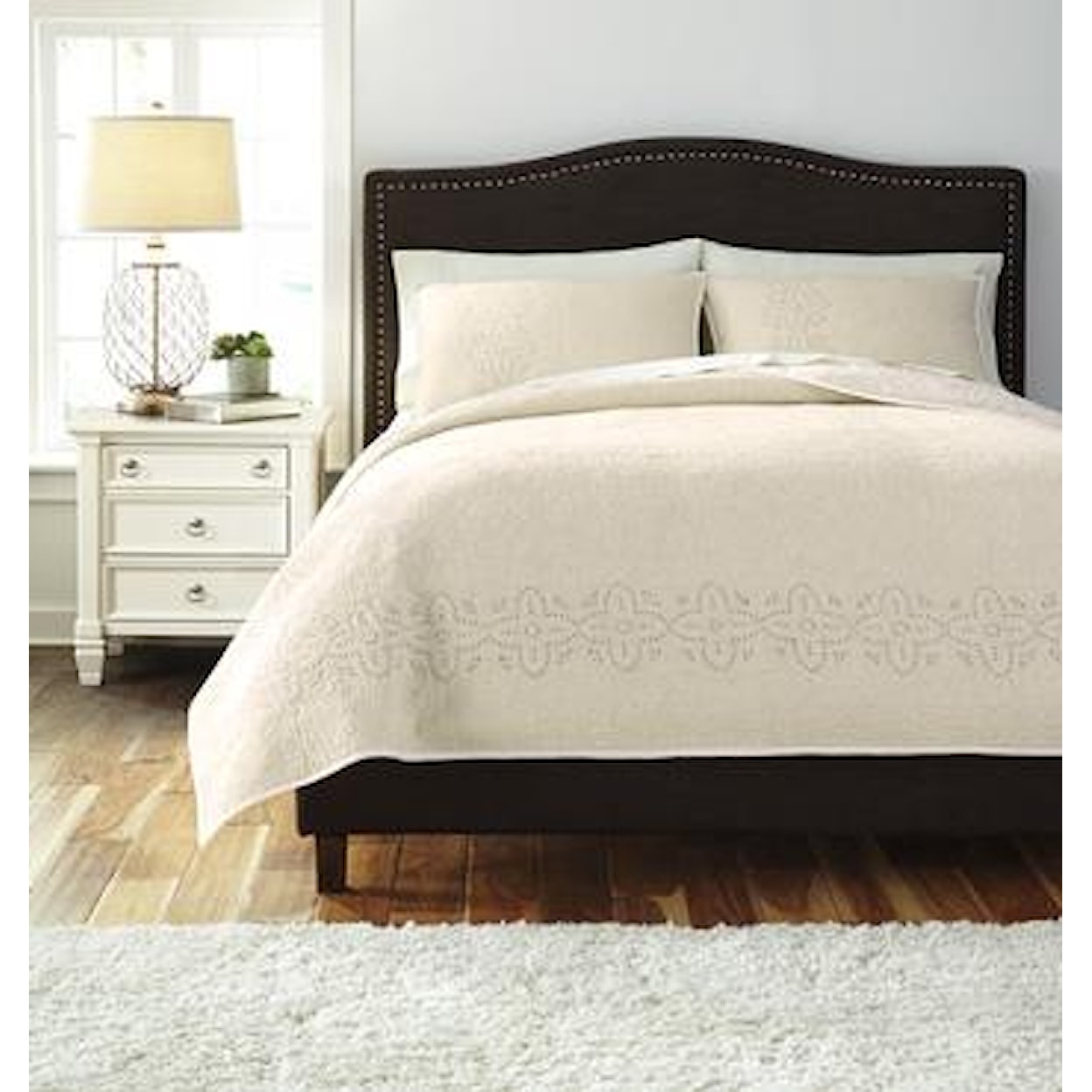Signature Design by Ashley Bedding Sets Queen Stitched Off White Comforter Set