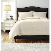 Queen Stitched Off White Comforter Set