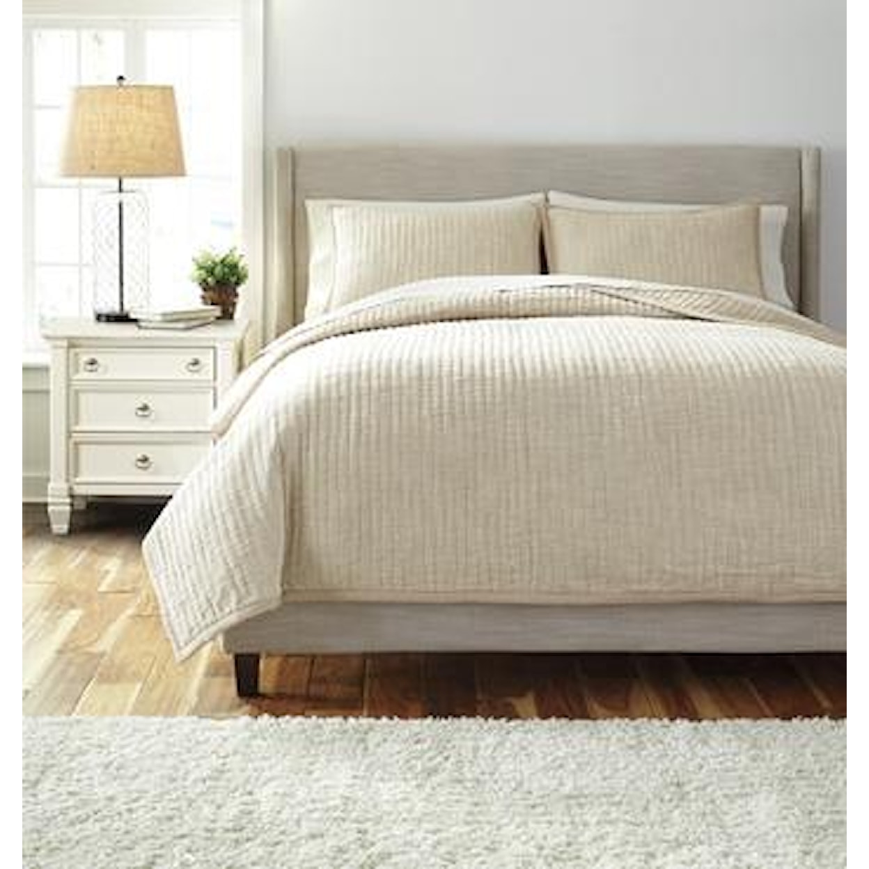 Signature Design by Ashley Bedding Sets King Stitched Natural Comforter Set