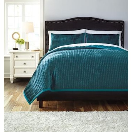 Queen Stitched Peacock Comforter Set