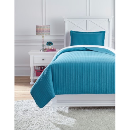 Twin Raleda Turquoise Coverlet Set