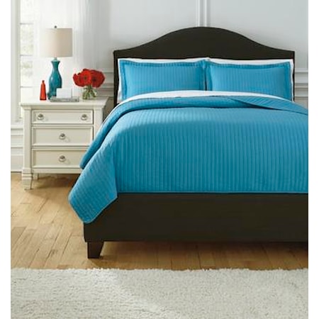 Queen Raleda Turquoise Coverlet Set