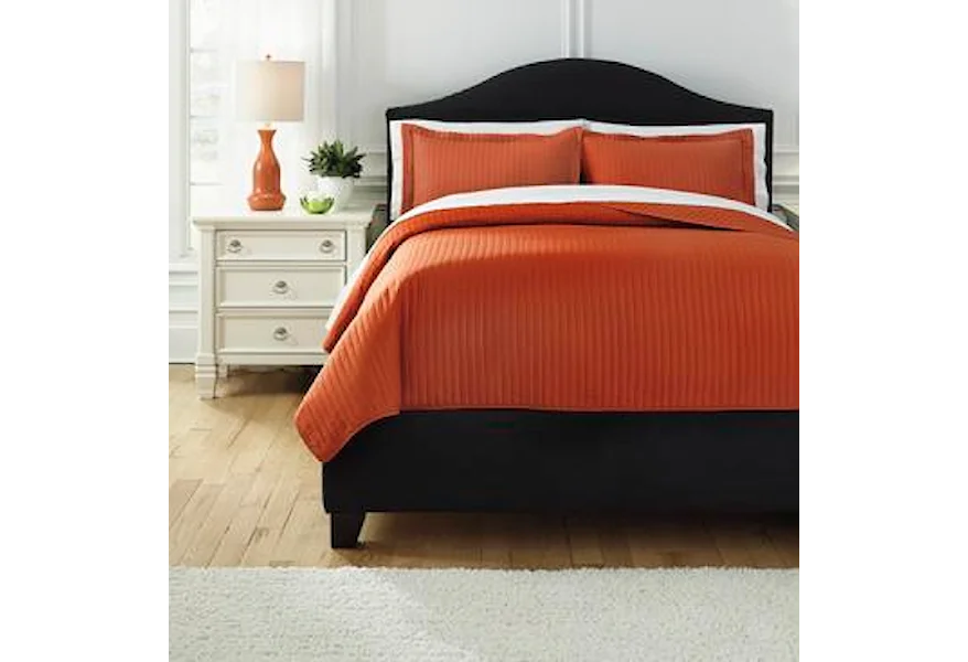 Bedding Sets King Raleda Orange Coverlet Set by Signature Design by Ashley at VanDrie Home Furnishings