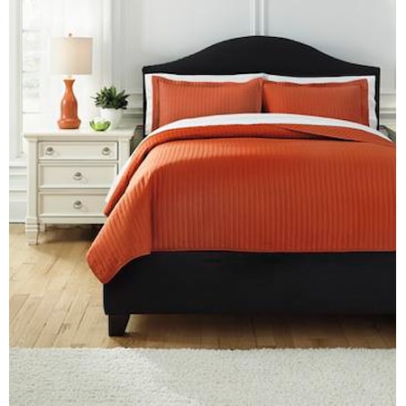 Queen Raleda Orange Coverlet Set
