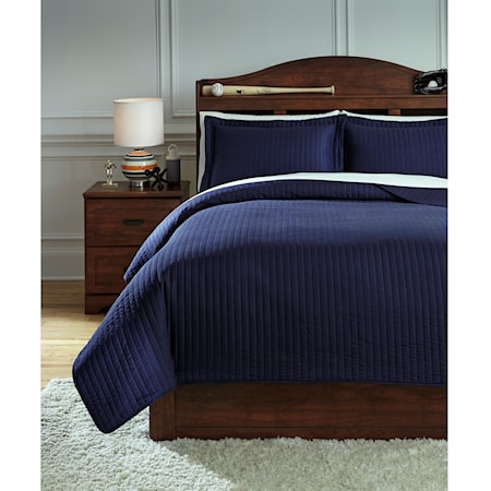 Full Raleda Navy Coverlet Set