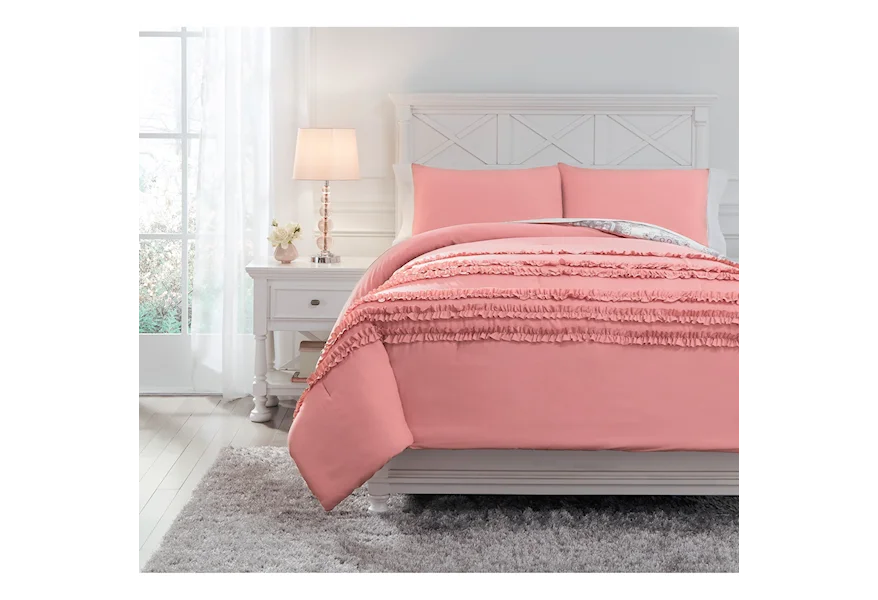 Bedding Sets Full Avaleigh Pink/White/Gray Comforter Set by Signature Design by Ashley at Westrich Furniture & Appliances