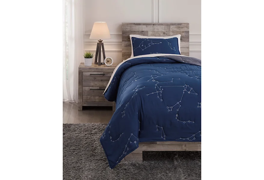 Bedding Sets Ekin Twin Navy/Gray Quilt Set by Signature Design by Ashley at Rife's Home Furniture