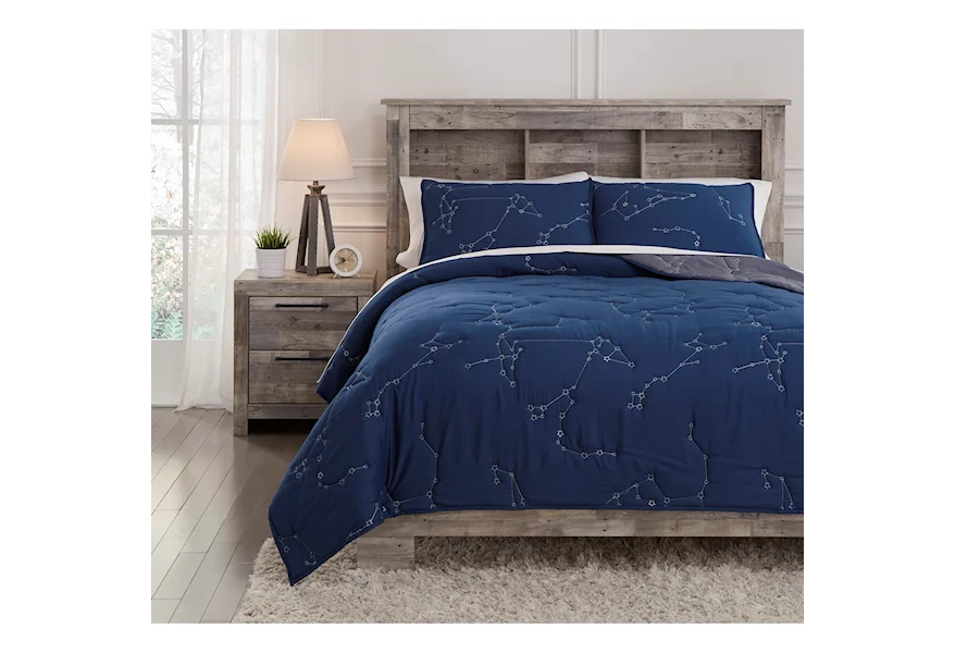 Bedding Sets Ekin Full Navy/Gray Quilt Set by Signature Design by Ashley at VanDrie Home Furnishings