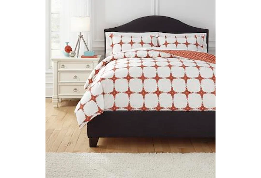 Bedding Sets Queen Cyrun Orange Duvet Set by Signature Design by Ashley Furniture at Sam's Appliance & Furniture